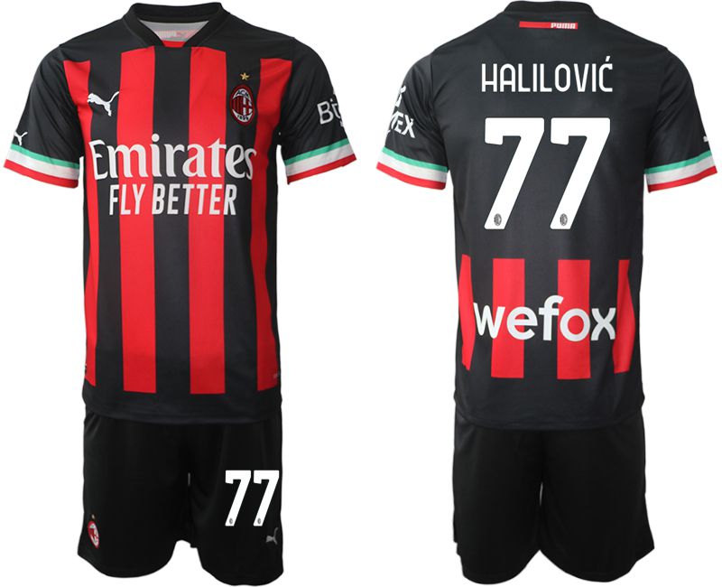 Men 2022-2023 Club Ac Milan home black 77 Soccer Jersey